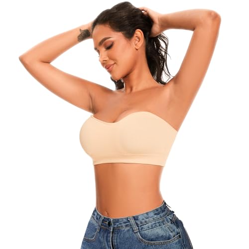 Image of Strapless Bras for Women Wireless Bandeau Bra Invisible Tube Tops Bra