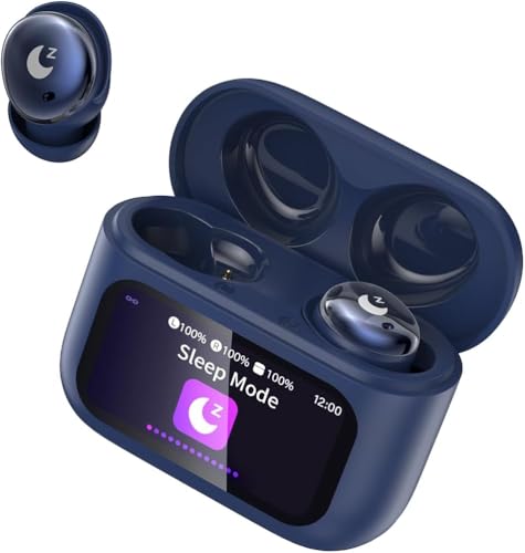 Image of VEKJ Mini Wireless Sleep Earbuds with Smart Touch Screen for Side Sleepers | Bluetooth 5.4 Headphone In Ear with Noise Cancelling Mic, Hi-Fi Stereo, 48Hrs Playtime with 5 EQ Modes /IP7 Waterproof Blue