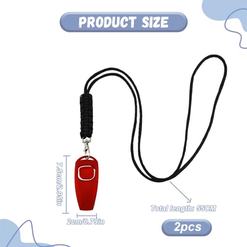 Hoonimo 2 Stück hundepfeife rückruf, hundepfeife hochfrequenz lautlos, 2 in 1 hundepfeifen mit Umhängeband, Laut und Weitreichend, Pfeife Hund rückruf, für Hundeerziehung (Schwarz und Rot)