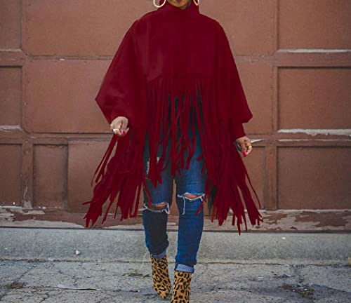 Guorilyee-Damen-Kapuzen-Poncho-mit-Haekelborde-Cape-fuer-Frauen-aus-Strickmaterial-mit-Zierfransen-Pullover-Poncho-Mantel