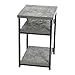 Household Essentials Jamestown Rectangular Side End Table with Storage Shelves Rustic Slate Concrete and Black Metal