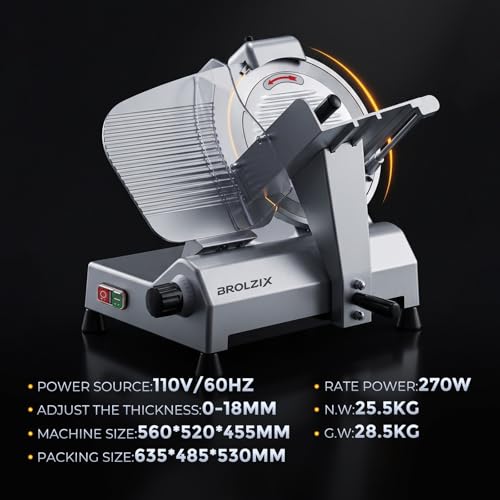 Cortadora de Carne Eléctrica Comercial 12" Semi-Auto 270W miniatura 6