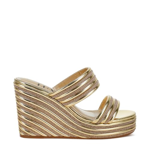 Image of London Rag Metallic Faux Leather Wedge Sandals