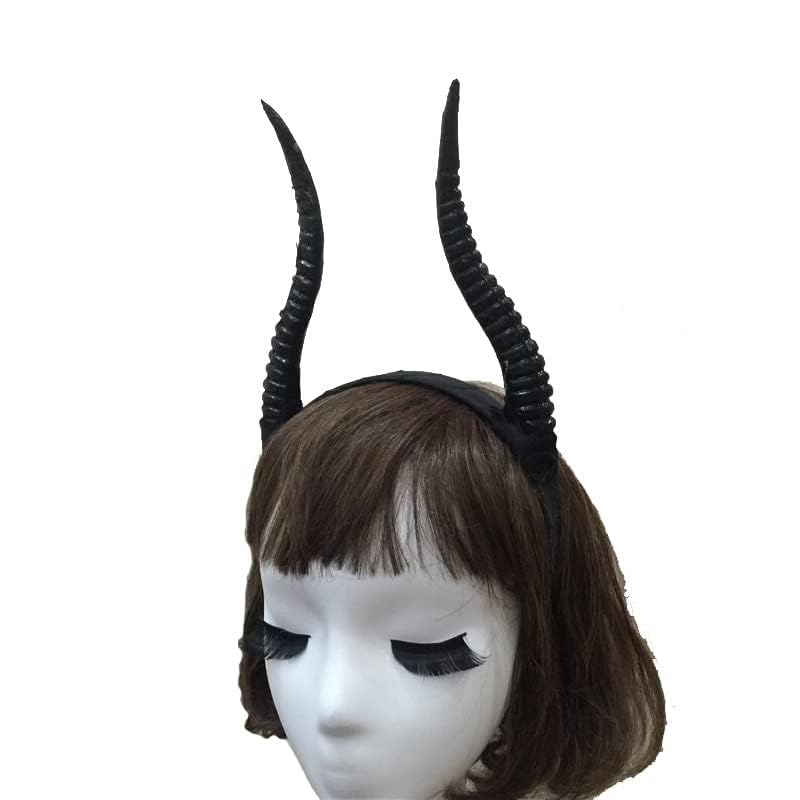 Antelope Serre-tête en corne pour Halloween Cosplay Cosplay Bandeau pour les fêtes à thème, Noël, anniversaire, cosplay (noir)