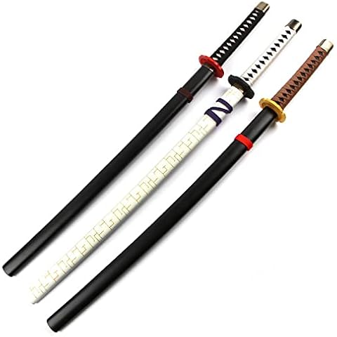 Katana Inuyasha Tasaka Wooden Sword Cosplay Prop Replica 100cm (White/Black) Cover