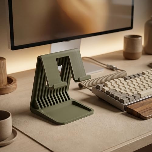 Image of Universal Tablet Stand with Storage Tray | 3D Printed Desk Holder Compatible with iPad Pro, iPad Air, Samsung Galaxy Tab & Tablets up to 15 mm Thickness | Modern Organizer Stand