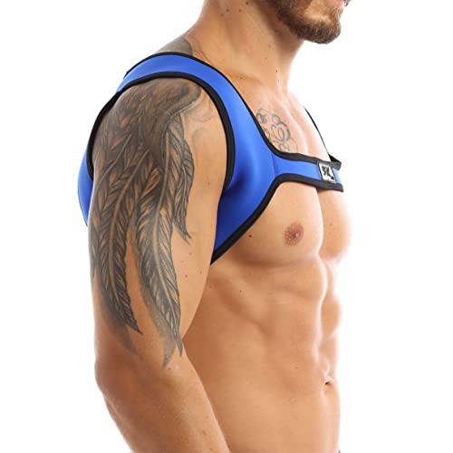 Tiaobug Men's Neoprene Harness Fitness Sports Shoulder Strap Muscles Protector Blue Medium #TOP3