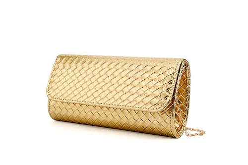 Image of Women's Woven Evening Bag Faux Leather Shoulder Handbag Fashion Crossbody Clutch Purse
