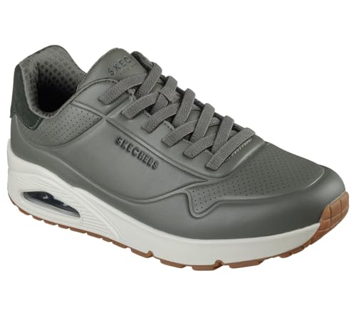 Skechers D'Lites Biggest Fan - Sneaker alla Moda da Donna, Olive Duraleather Camoscio Oliva, 42.5 EU