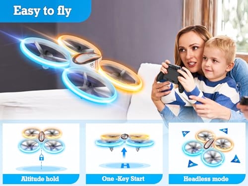 Image of Q9s Drones for Kids,Cool RC Drone with Altitude Hold and Headless Mode,Hobby Quadcopter with Blue&Orange Light,2 Batteries and Remote Control,Birthday and Xmas Gifts Toys for Boys and Girls,Orange