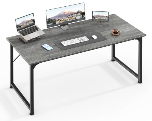 Image of Huuger Computer Desk, 48 Inch Office Desk, Gaming Desk with Storage, Writing Desk Work Desk for Home Office, Study, Modern Simple Desk, Large Legroom, Metal Frame, Grey