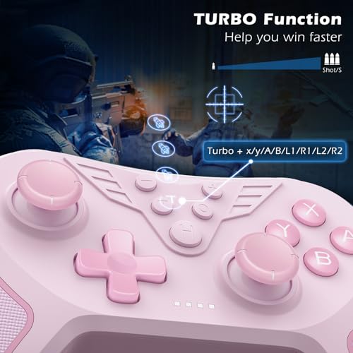 LATEC Controller for Switch, Wireless Controller for OLED/Lite with Hall Joystick, Programmable Buttons, 6-Axis Gyro, Double Shock and Turbo Function - Image 5