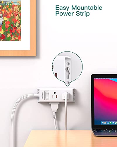 Travel Essentials - Flat Plug Power Bar, Addtam 5 ft Ultra Flat Extension Cord with 6 Outlets Extender, Multi Plug Outlet with No Surge Protector for Cruise Ship, Dorm Room, Home a image 7