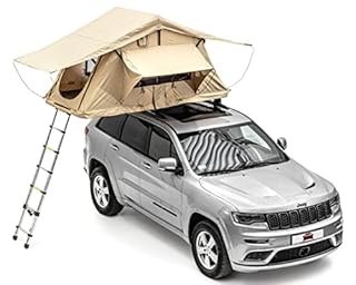 Dragon Winch Tenda da tetto per auto 2 posti completa materasso, di scala telescopica, tasche per accessori e zanzariere | impermeabile | Tenda da campeggio | Ideale per il campeggio auto