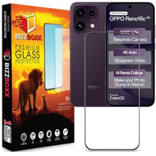 Image of Screen Protector Guard For Oppo Reno16c 5G Tempered Glass - HD Clarity, Anti-Fingerprint, Anti-Scratch Temper Guard (Reno 16c - 6.57 Inch inch) With Installation Kit - Pack of 1