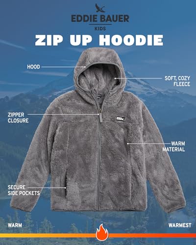 Image of Eddie Bauer Kids' Zip Up - Kids' Full Zip Ultra Soft Sherpa Fleece Hoodie Sweatshirt for Boys and Girls (5-20)