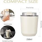 DEQIANG Coupe de café Voyage, tasse de café Travel avec luge, coupe de café isolée pour chaud & Boissons froides, grand choix de cadeau pour les amateurs de café, travailleurs de bureau, randonneurs & Les transports (8.5oz Blanc)