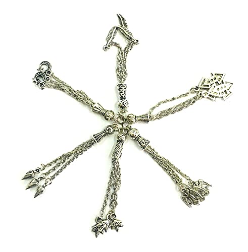 Perlin Set of 5 Tespih Tassel, Tassel, Püskül, Silver Metal for Prayer Beads Tasbih Tespih Chain - Image 4