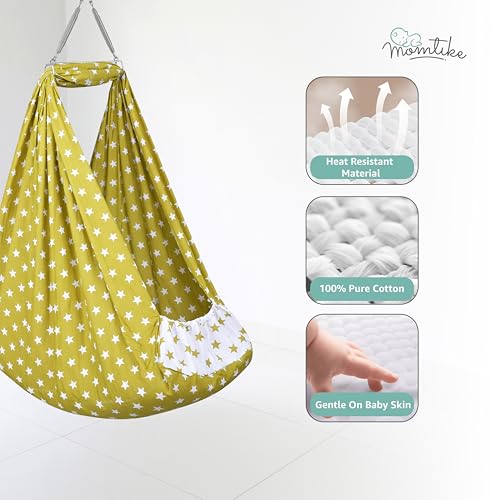 Image of Baby Cradle Swing for Newborns | Cotton Fabric Filled with Recron Fibre | Hanger Spring, Mosquito Net & Mattress with Insert Pocket | Jhoola, Thottil, Joli, Jokali, Onjal-Navy