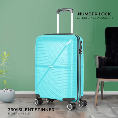 Image of Stony Brook Nasher Miles Axis 55 Cm 20 Inch Polypropylene Hard-Sided 4 Wheels Spinner Cabin Luggage Trolley Bag (Light Blue)