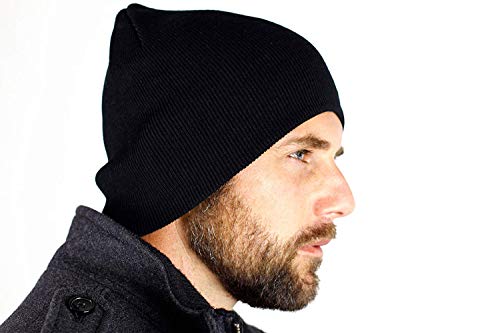Everything Black 9" Skull Cap Beanie That Will Fit Your Head Perfect Black #TOP1