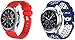 Produktbild Simpleas Armband kompatibel mit TicWatch Pro/Pro 4G LTE / S2 / E2 / GTX, Silikon Sportarmband Uhr Band Strap Ersatzarmband Uhrenarmband (22mm, Rot + Blau und Weiß)