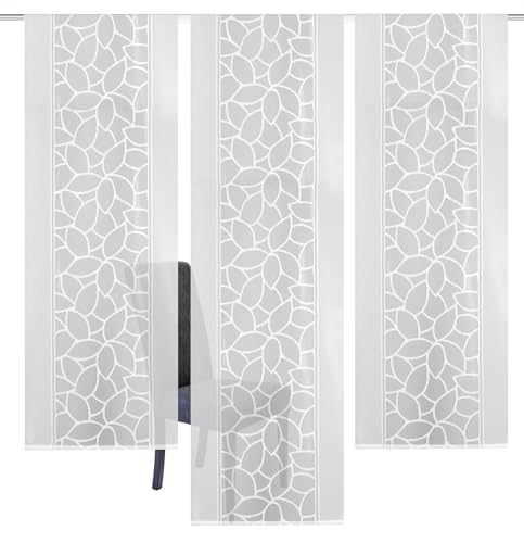 Home Fashion 88834 3er-Set SCHIEBEGARDINEN Jacquard, weiß, 2X 225x57 + 1x 245x57 cm