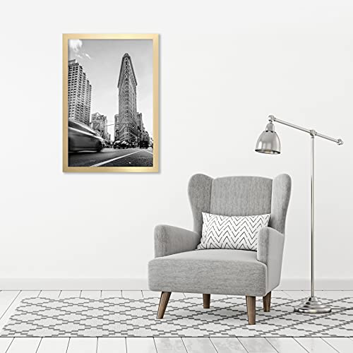 Americanflat 24x36 Poster Frame with Polished Plexiglass - Gold Picture Frame - Wide Photo Frames Made of Engineered Wood for Vertical or Horizontal Wall Display - Epic Collection - Gold