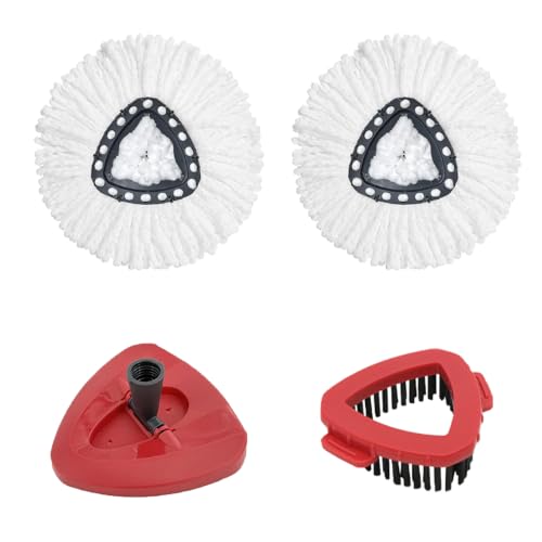 4Pcs Mop Heads Replacement,Includes 2 Mop Heads, 1Brush Head 1Base