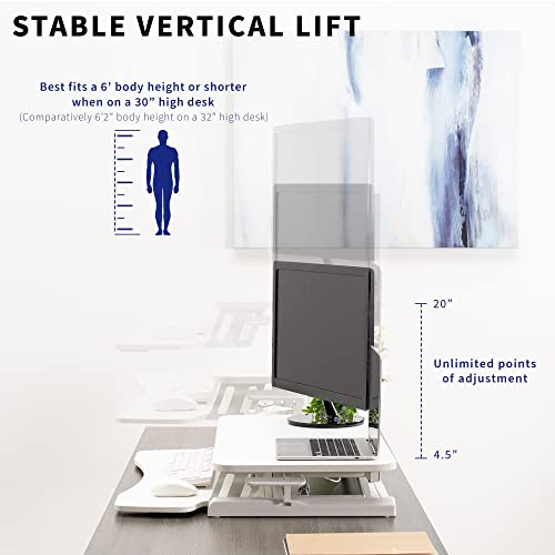 Image of VIVO 32 inch Desk Converter, K Series, Height Adjustable Sit to Stand Riser, Dual Monitor and Laptop Workstation with Wide Keyboard Tray, White, DESK-V000KW