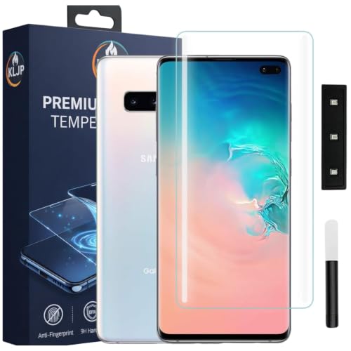 Image of Premium HD+ UV Tempered Glass Screen Protector For Samsung Galaxy S10 Plus (Pack of 1) Full Adhesive UV Curved Screen Protector Case Friendly HD Clarity with installation kit