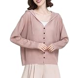 WLLDDDIU Coprispalle Elegante, Cardigan con Cappuccio e Bottoni da Donna, Leggero, Corto, A Maniche Lunghe, in Maglia, Elegante, Copricostume per Abiti, Capospalla Estivo, Rosa, Taglia M
