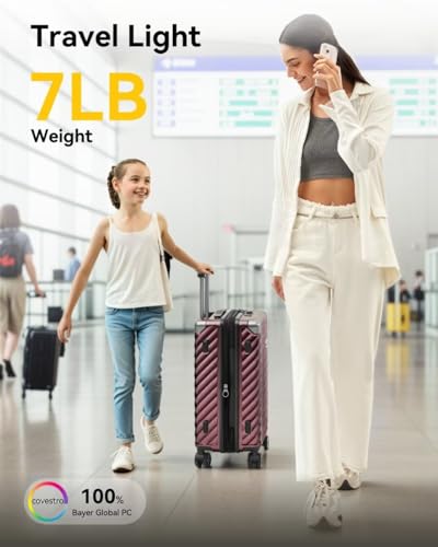 LUGGEX Luggage with Spinner Wheels, Polycarbonate Expandable Hard Shell Suitcase, Carry On 20 Inch, Orange