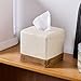 Natural Travertine Match Wooden Square Tissue Box Cover Decorative,Resin Heavy Sturdy Tissue Box Holder, Facial Paper Holder for Bathroom Vanity Countertop, Bedroom Night Stand,Office and End Table