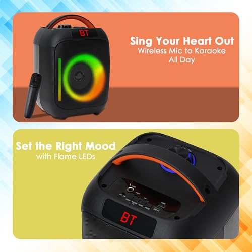Image of Krisons Krx-Boom 35W Multi-Media Bluetooth Party Speaker with Wireless Mic for Karaoke,2400 MAH Battery, Digital Display,RGB Lights, USB, SD Card, FM Radio,Auto TWS Function