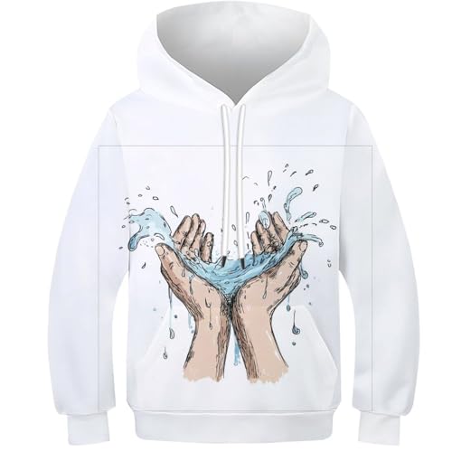 Pulls 3D Novelty pour enfants de 10 à 12 ans avec capuche et poche