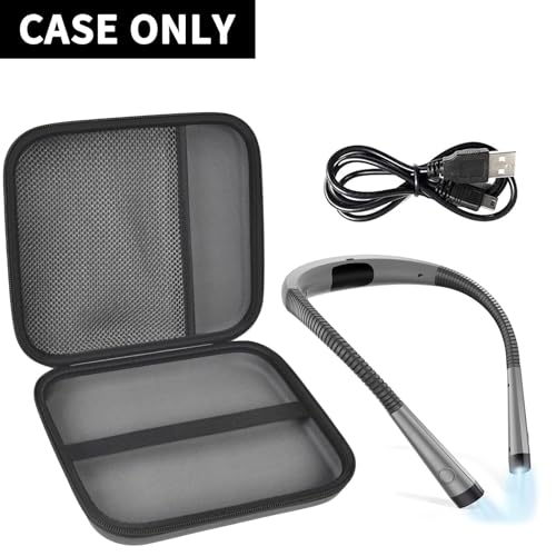 Image of GWCASE Hard Carrying Case for Glocusent for Vekkia LED Neck Reading Lights | Shock-Resistant EVA Shell, Mesh Pocket for Cable, Keep Small Gear Neat for Bedtime Reading, Crochet, Travel, Grey, Box Only