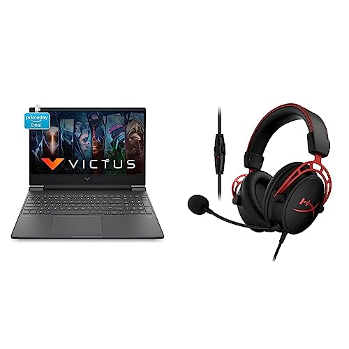 Image of HP Victus Gaming 12th Gen Intel Core i5 12450H Processor 15.6 inch(39.6 cm) FHD Gaming Laptop & HyperX Cloud Alpha - Gaming Headset (Red)