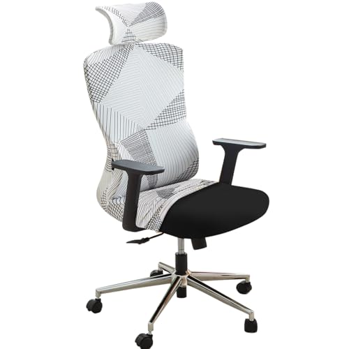 Add HOKIPO Elira Chair Cover, Snow White Snow White Black Geometry - Image 2
