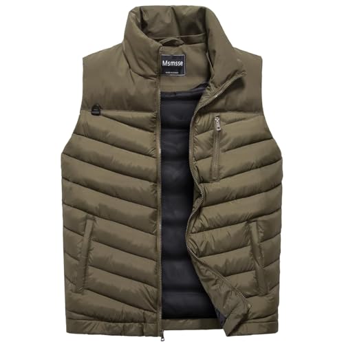 Msmsse Men's Outerwear Vests Winter Outdoor Removable Hooded Padded Puffer Vest for Men