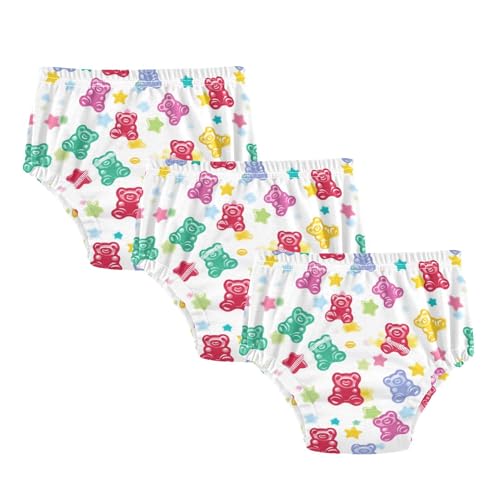 JUNZAN Colorful Gummy Bears Candies Jelly Underwear Potty Training Soft Cotton Breathable Underwear for Baby Girls Toddler 2T