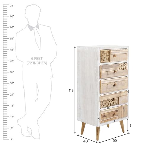 Image of The Attic Duns Drawer Chest, Kitchen and Living Room Storage, Solid Wood, Natural Matte Finish