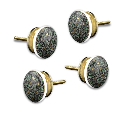 Image of Ceramic Knobs Drawer Pulls for Cabinets and Cupboards (38mm, Gold Multicolour) - Pack of 4 knobs (Nature)
