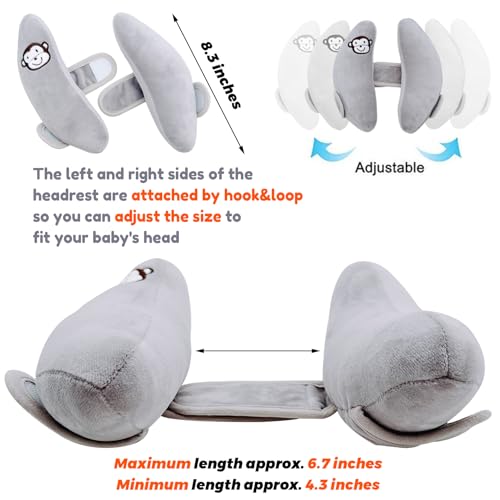 Image of Adjustable Baby Travel Pillow Cushion for Car Seat,Baby Head Neck Support,Headrest for Stroller,Toddlers Neck Pillows for Pushchair, U-Shape Head Support Pillow for Infants,Grey