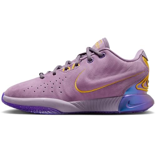 NIKE Lebron XXI Freshwater Big Kids' Basketball Shoes (FZ7189-500, Violet Dust/Purple Cosmos/University Gold) Size 5