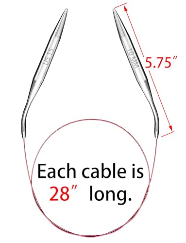 Image of Size 15 Circular Knitting Needles 40 Inch Metal Large Round Needles for Magic Loop Blankets Sweaters Scarves Stainless Steel 100 cm 10 mm, for Beginners & Knitters