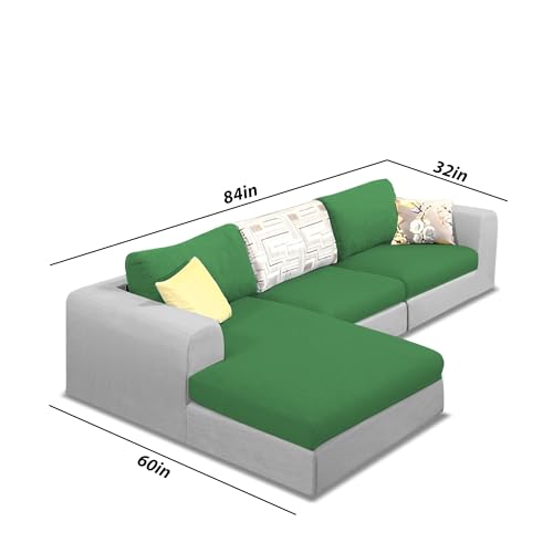 Image of Koza LHS 4 Seater L Shape Sofa Set for Living Room (Green Grey Fabric) Premium Fabric Sofa