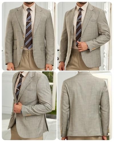 Mens Plaid Blazer Lightweight Casual 2 Button Sports Coat Classic Slim Fit Checkered Jacket for Wedding Prom Dinner Business3