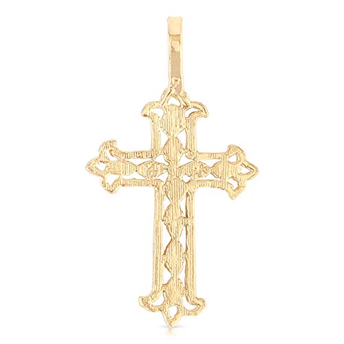 Ioka - 14K Yellow Gold Religious Cross Charm Tiny Pendant For Necklace or Chain2