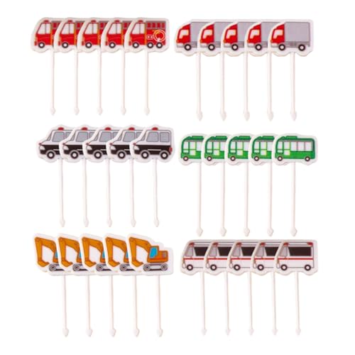 30 Fourchettes De Fruits De Voiture, Panneaux De Fruits De Dessin Animé Créatif, Fourches De Fruits À Bento Pour Enfants, Mini Fourchettes En Plastique Mignonnes.